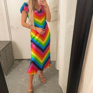 OLIVIA RUBIN Multicolor Chevron Midi Dress